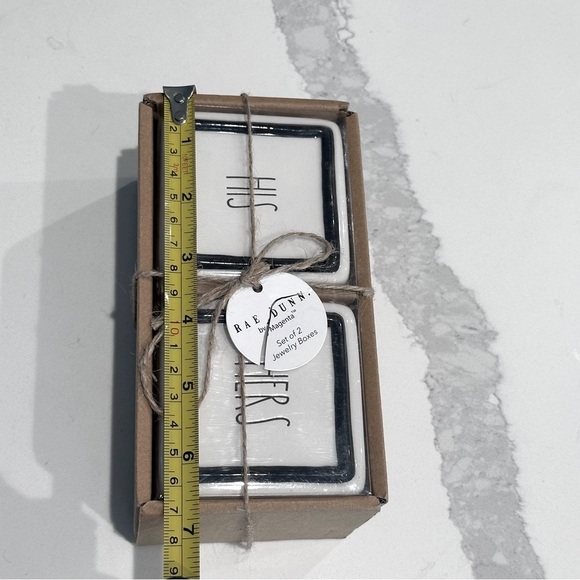 Rae Dunn His & Hers White & Black Jewelry Storage Boxes Set of 2 - Picture 5 of 6